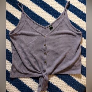 wild fable Lavender Waffle-Knit Button Front Tie Tank